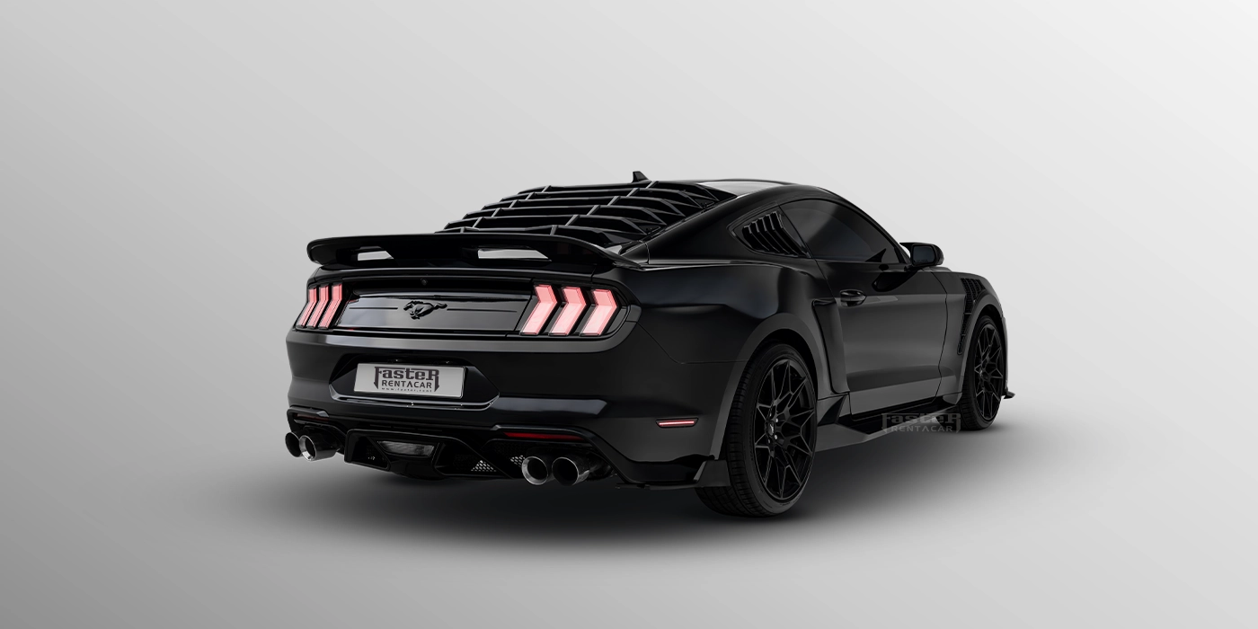 Ford Mustang Hire Black Back Side View